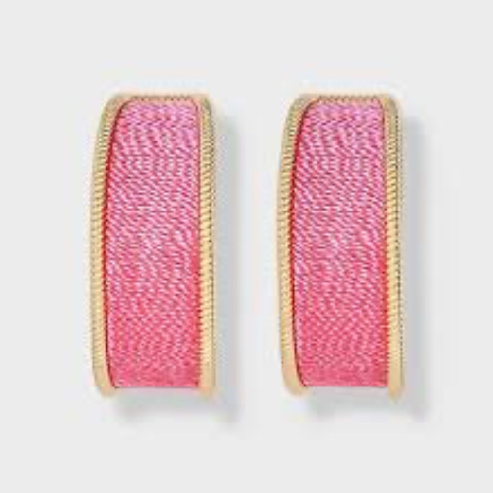 Sugarfix by BaubleBar Pink and Gold Raffia Hoop Earrings